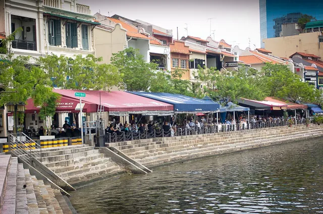 The popular Boat Quay area with many restaurants and bars