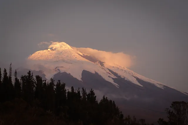 Sunset lighting up Cotopaxi summit