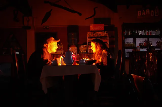 This was our bizarre evening meal where the owner cooked all courses at once and then buggered off!