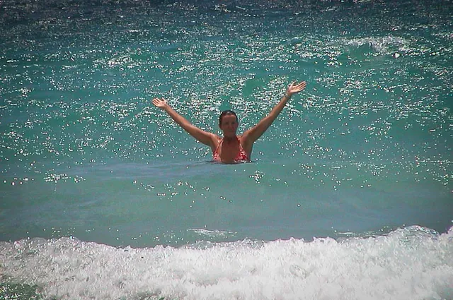 Enjoying the beach and sea at Hapuna Beach