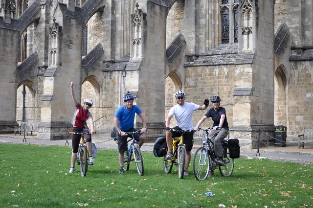 Group shot at the foot of Winchester Cathedral ... perfect finale to a great trip!