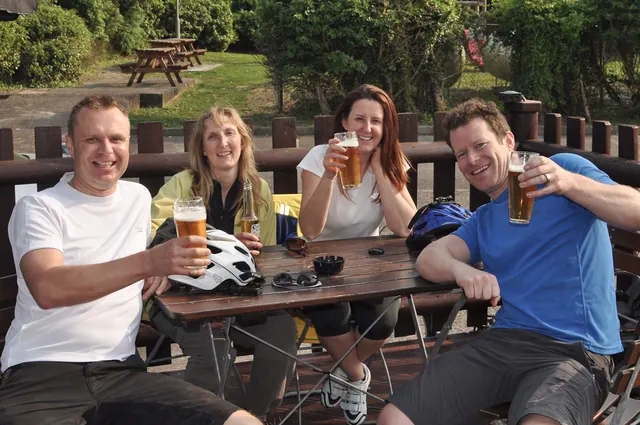 Beers very much appreciated after a solid first day's effort