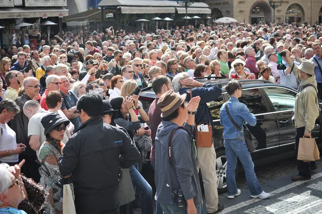As the clock approaches the turn of the hour, the crowds gather for a small clock performance - what turned out to be a bit of music, very strange