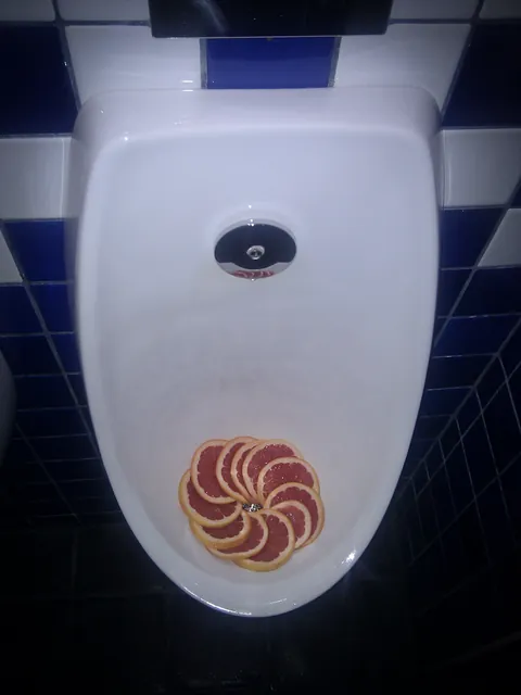 That's as posh a urinal as I've ever seen. Hopefully the pink grapefruit was not used in cocktails afterwards!
