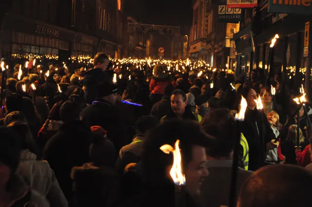The high street is set ablaze as far as the eye can see