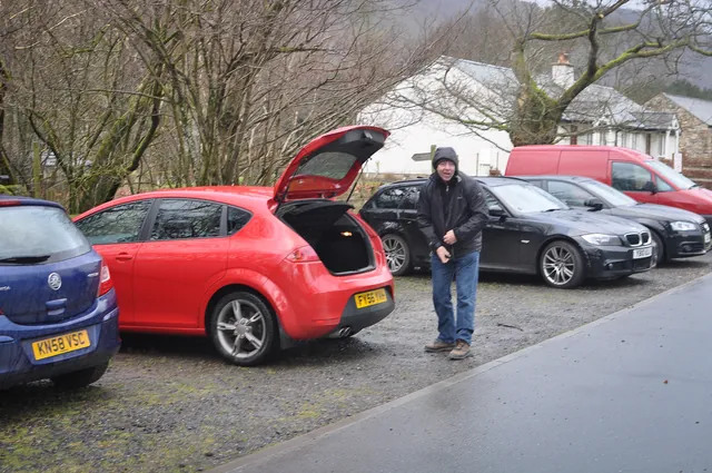 Father-G wrapping up for the prospect of a cold wet day