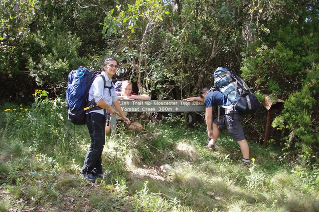 What a relief! We reach the Wombat Creek camp site turnoff - 5 more mins to go