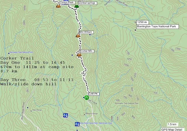 Day-1 GPS trail map [Barry Thompson ©]