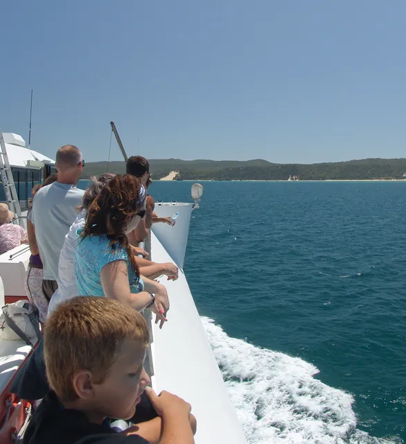 Approaching Moreton Island on the MiCat ferry