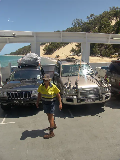 The unload fella looks like he's seen every possible drive-on/drive-off scenario