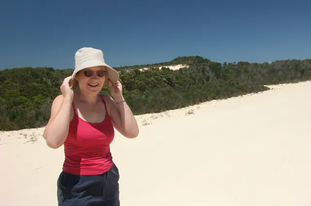 Mother-dearest politely declining any involvement in sandboard activities