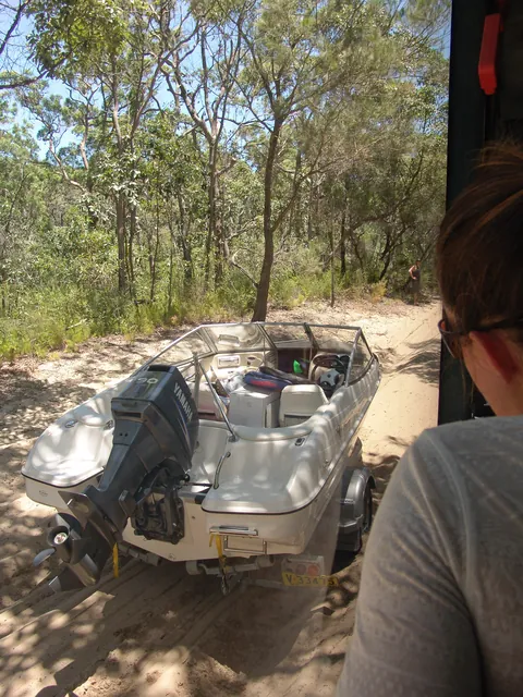 Not the kind of place you expect to see a stranded speedboat
