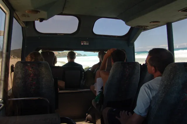 Such a bizarre and excellent feeling to be driving along the beach and dipping into the surf