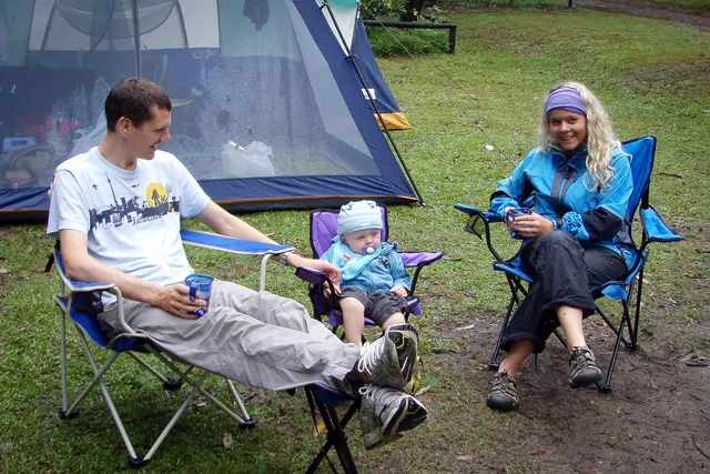We get our tents pitched and settle down for some campfire banter and beers