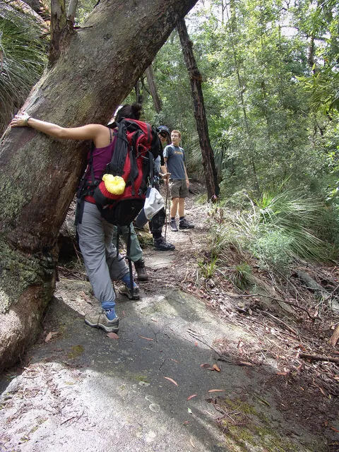 Naz tree-hugging on this skiddy rock surface