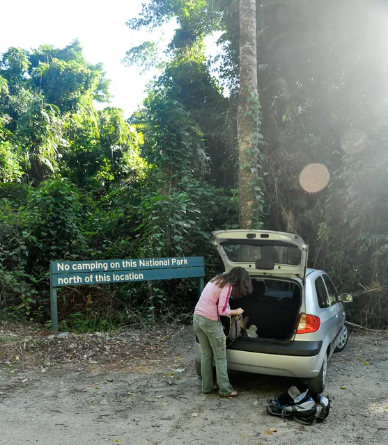 We get our hiking gear ready for the long walk up to the Mount Sorrow Lookout