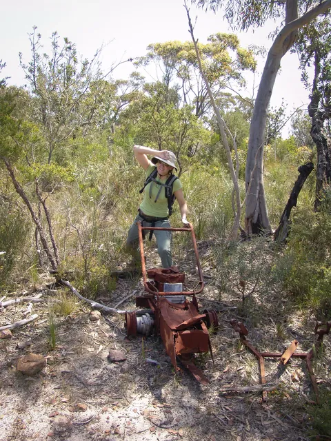 Back on the trail, we come across this rusty beast