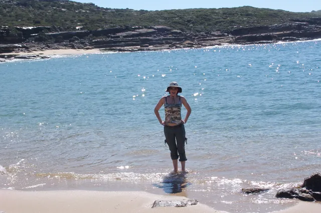 Gill checking out the sea temp - freezing by all accounts