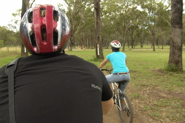 Gill's view from the back of the tandem