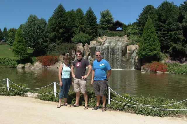 The Grundys are assembled in Hunter Valley Gardens