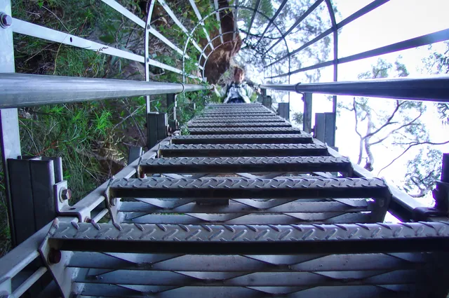 Fortunately these days, the stairs are pretty solid, but previously would have just been rope