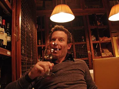 Darrell enjoying some vino in the cantina's wine bar