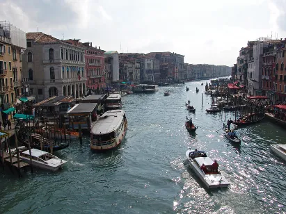 The Grand Canal bustles with boat traffic at times