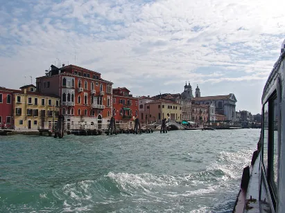 A view of the Venice shore from the Vaporetto water bus