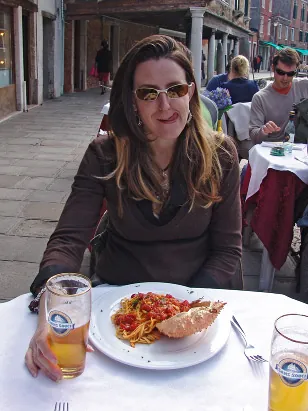 Gill getting ready to tuck into some fresh crab pasta