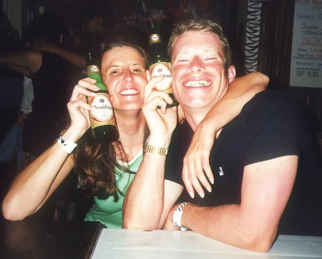 Cooling down the burning faces with a few local El Presidente beers