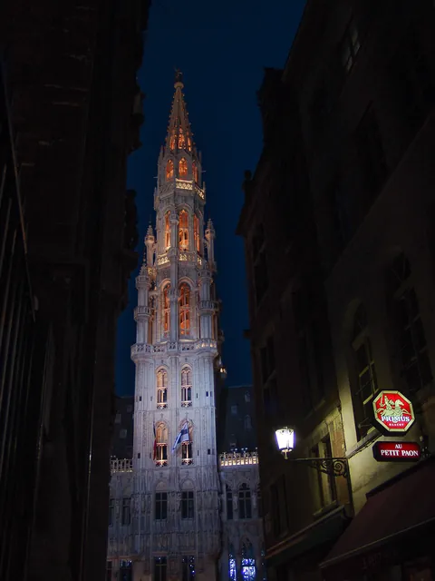 Heading through into Grand Place square ... stunning by night