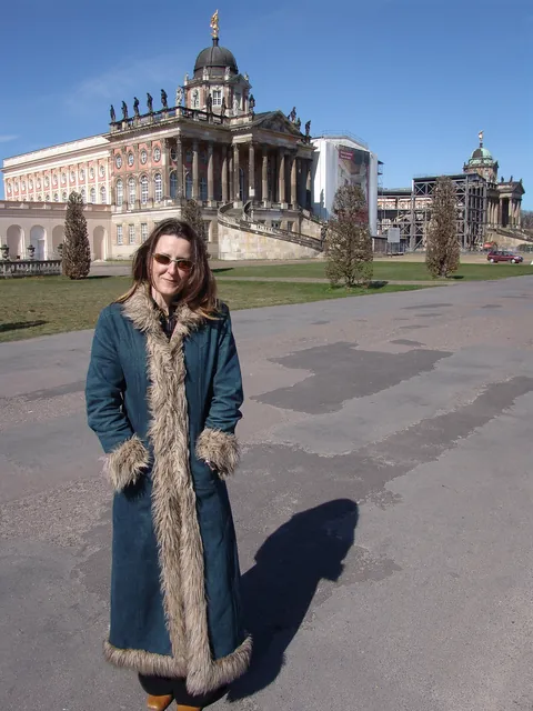 Despite sunny conditions, April temperatures near Berlin were on the chilli side hence Gill's fluffy coat