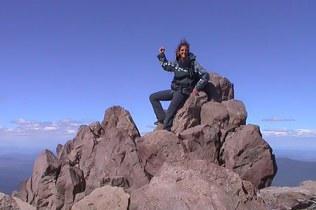 Gill ecstatic to reach this elevation, especially with her fear of heights