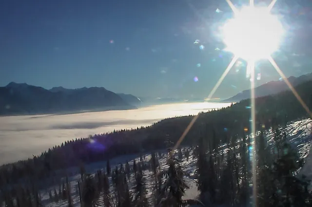 The view as we ascend on the Golden Eagle Express chairlift