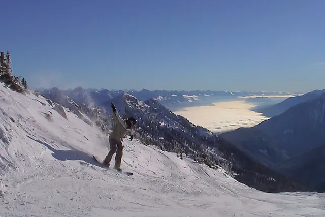 Not one of my most impressive jumps ... I was distracted by the awesome view!