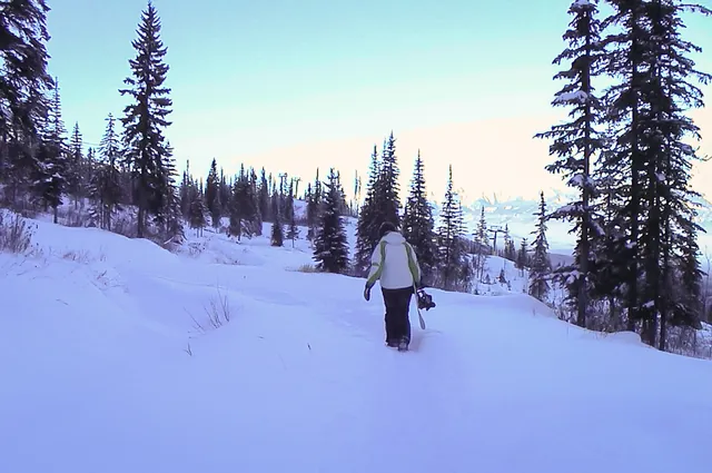A gentle walk back to the slopes to mark the end of a fantastic day at Kicking Horse