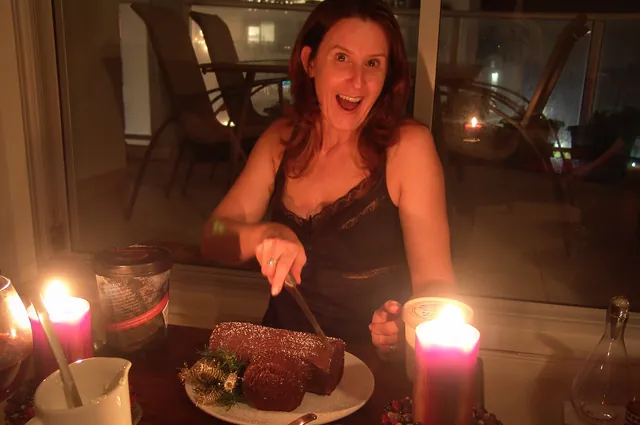 Gill's fabulous Christmas log! Next day I knocked out a Christmas log of my own, but I'll save the gory details