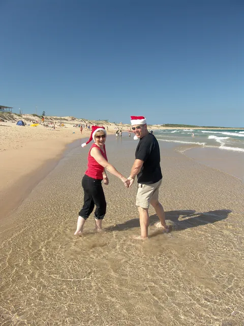 Ma & Pa loving the sunny beach photo that they could send through to the Todds in cold, rainy Penrith