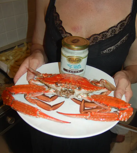"Not so blue any more little Mr Crab!"