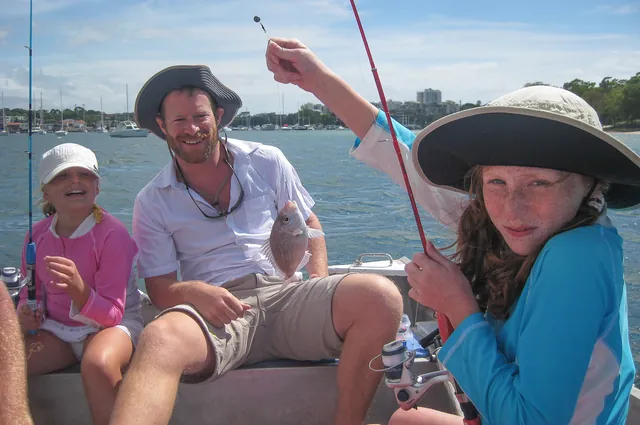 Taking the nieces out for a fishing trip on their visit. Katie bagging the first catch. Later there would be some bad-mouthing after I forced a put-back of a leatherjack which *apparently* is good eating