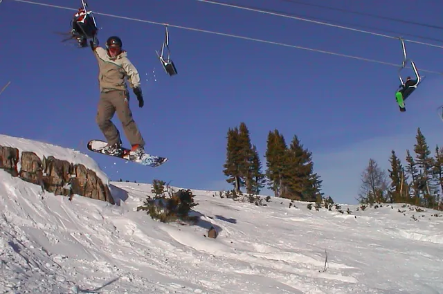 That's some pretty scary air for a snowboard jump amateur (hence the facial expression!)