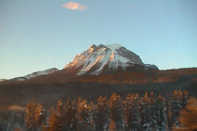 One of the impressive mountain vistas on the bus ride from Banff to Lake Louise Mountain Resort
