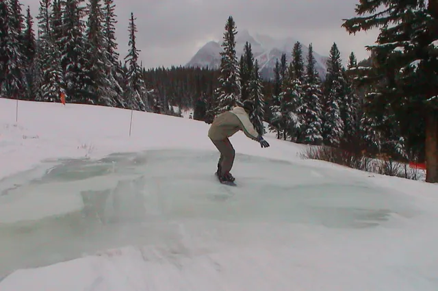 Boarding across the sheet ice - slightly nerve-wracking!
