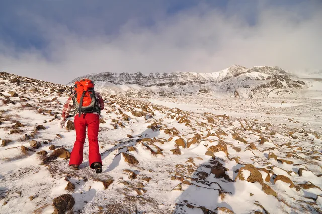 After marker 4 the trail becomes less defined in snowy conditions