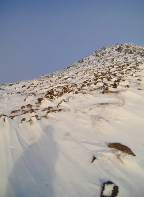 The route to the top was fairly open at this point. I followed some of the few footsteps