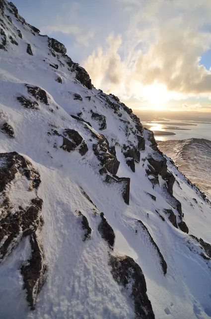 It got a wee bit steep on the final section. Thanks to some  confident hacking out of snow steps I found a way to the top