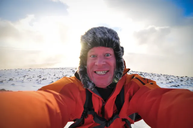 My windswept red face tells the tale of this afternoon's conditions