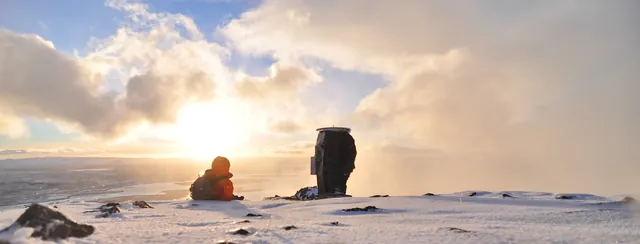 Enjoying the view beside the Þverfellshorn viewing dial before making my way down again