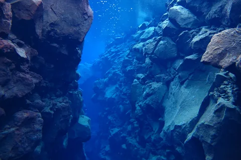 Down we go, into the blue