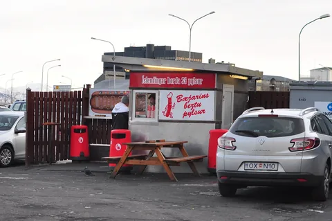 The infamous hot dog stand in downtown Reykjavik